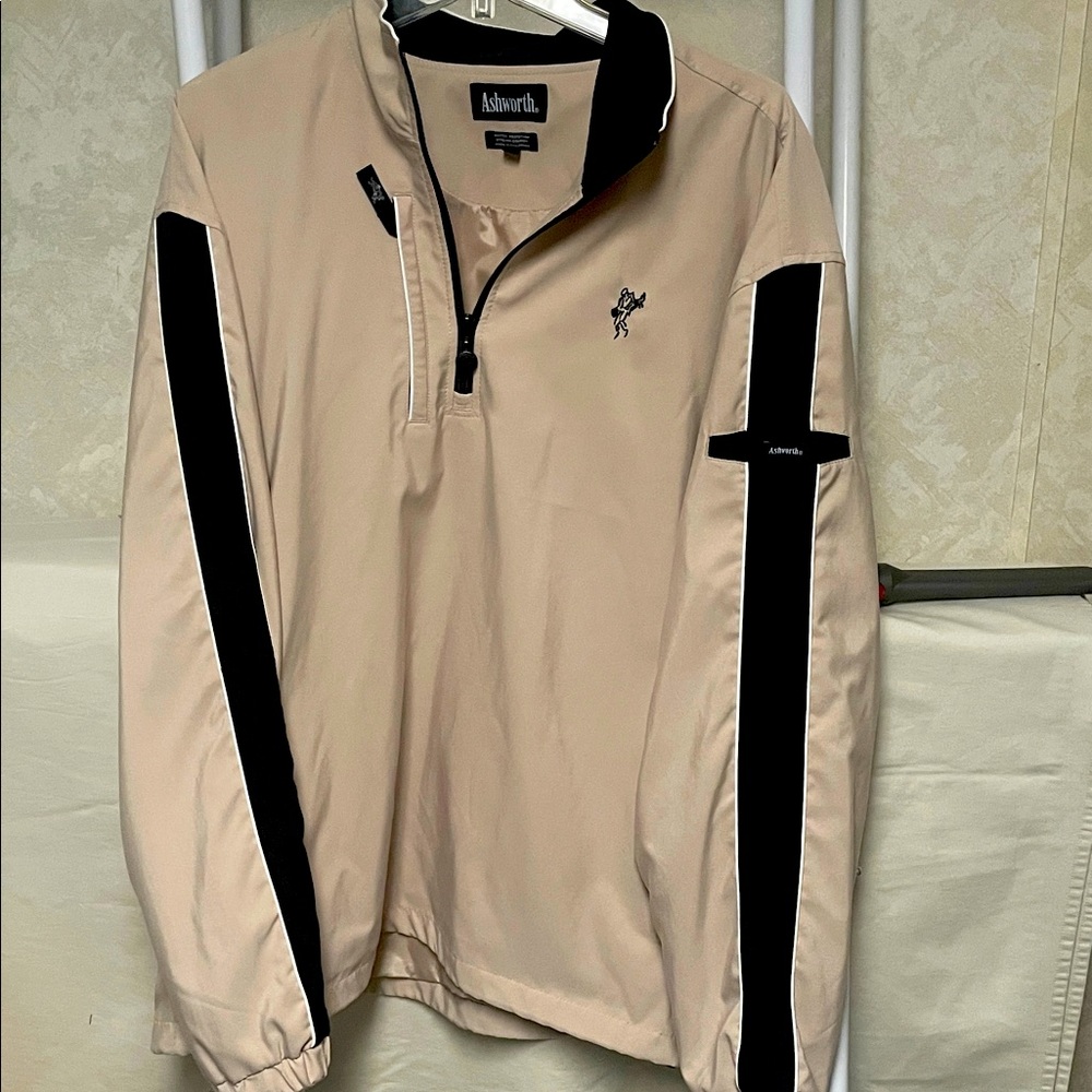 Ashworth Tan and Black Quarter-Zip Jacket